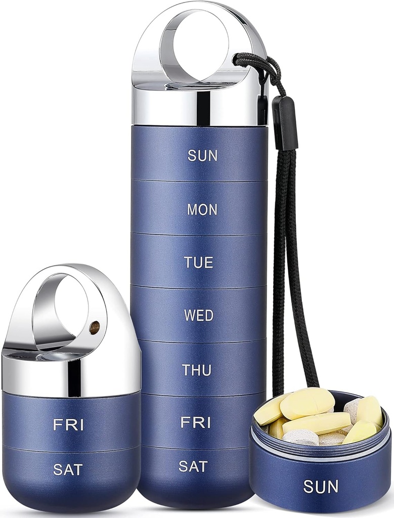 Zannaki Metal Travel pil Organizer, Portable Waterproof Week pil Box, Grote Aluminium Legering pil geval Container, BPA Gratis 7 dagen dagelijkse geneeskunde Organisator houder voor Vitamine, Visolie, Supplement