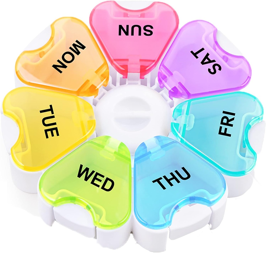 Grote Weekly Pill Organizer, Gelibo Push Open Knop Pill Box 7 Dag, Gemakkelijk te openen Pill Case, Daily Medicine Organizer, Travel Pill Container, Vitamine houder voor Medicatie, Supplementen, Visolie