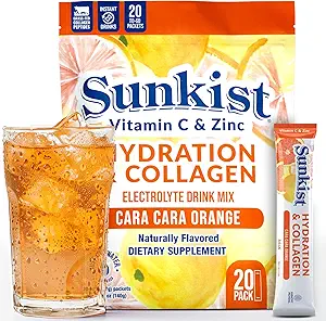 De bevroren Bean Sunkist Collageen Drinkmix - Hydratatie Cara-Cara Orange Electrolyte Drank voor vrouwen met vitamine C, Zink, Collageen Peptides, Natuurlijk Flavored - 20 Packs
