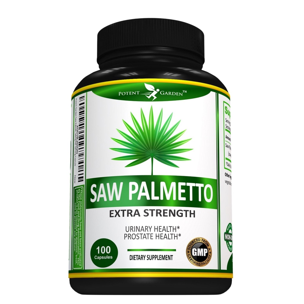Potent Garden Saw Palmetto 500 mg - Prostaatsupplementen voor mannen - Ondersteunt gezonde urinefrequentie en stroom - niet GGO, 100 Zag Palmetto Capsules