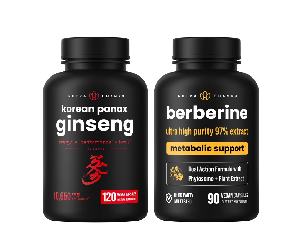 NutraChamps Energie &amp; Metabole Ondersteuning: Ginseng & Berberine Duo