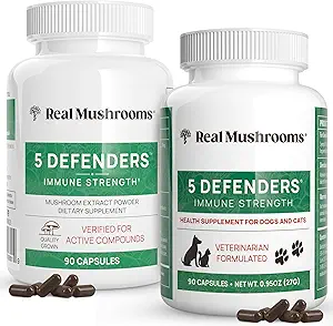 Echte Paddenstoelen 5 Verdedigers voor mensen (90ct) & Huisdieren (90ct) - Capsules Bundel - Chaga, Shiitake, Maitake, Turkije Tail & Reishi Mushroom - voor Immune Strength & Algehele Welzijn - Veganistisch, niet-GGO