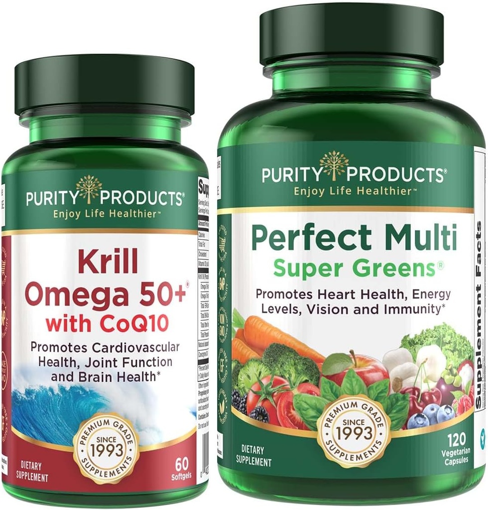 Purity Products Bundle - Krill Omega 50+ met CoQ10 + Perfect Multi Greens