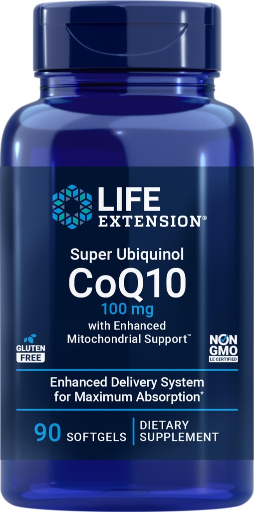 Life Extension COQ10 Super Ubichinol 100mg met verbeterde Mitochondriale Ondersteuning, 90 Softgels