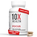 10X Health Focus Rhodiola Rosea - Suppléments Cerveau pour la Mémoire et la Focus - 60 Capsules Focus Supplément, Supplément Mémoire pour la Santé du cerveau avec Ginkgo Biloba, Huperzine A - Ginkgo Biloba Capsules