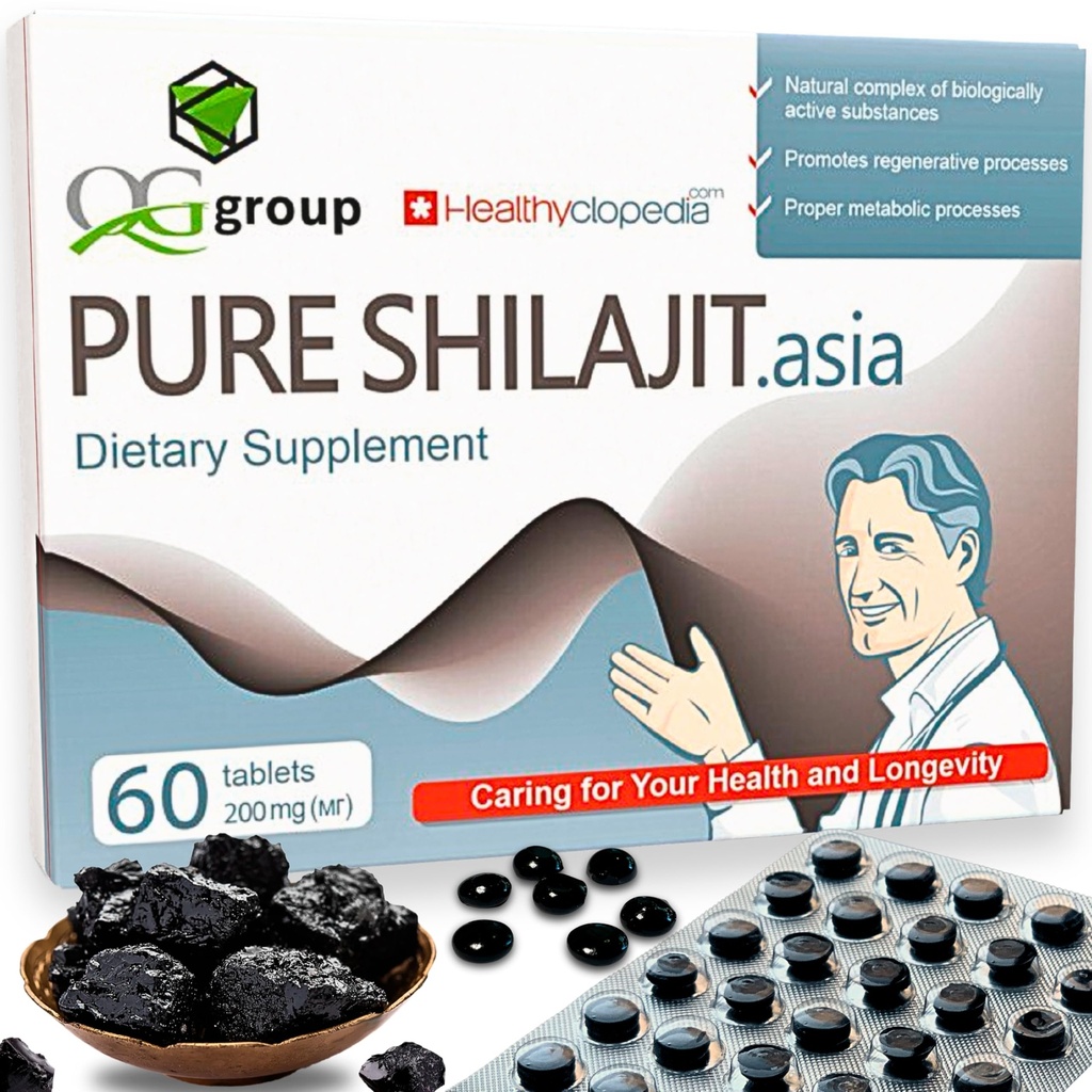 Natuurlijke Pure Shilajit tabletten Analoge ruwe hars Mumiyo Dry Drops 60 tabletten - 200mg 100% Himalaya supplement met 85+ sporen mineralen voor energie en stofwisseling, Immuun ondersteuning - Ideaal voor mannen en vrouwen