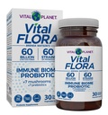 Vital Planet - Vital Flora Immune Support Probiotic, 60 miljard CFU, Diverse Strains, Biologische Paddestoel Supplement Mengen met Prebiotica, Digestieve Gezondheid Probiotica voor vrouwen en mannen 30 Capsules