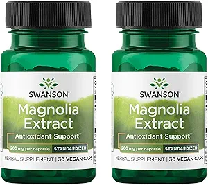 Swanson Magnolia Bark-Herbal Supplément traditionnellement utilisé pour promouvoir le système nerveux et le soutien de la santé digestive-Peut promouvoir la santé respiratoire et le soutien du stress (30 capsules veggies, 200mg chacune) 2 Pack