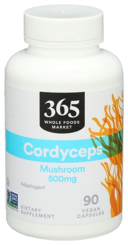 365 par Marché des aliments entiers, Cordyceps Capsules de champignons végétaliens, 500mg, 90 Nombre