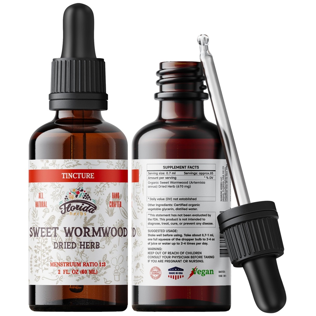Sweet Wormwood Biologische Tinctuur - Natuurlijke Intestinale Reiniging en Digestieve Reiniging Supplement - Wormwood Herb Extract voor Detox - Made in USA - 2 Fl Oz (Sweet Wormwood - 2 Fl Oz)