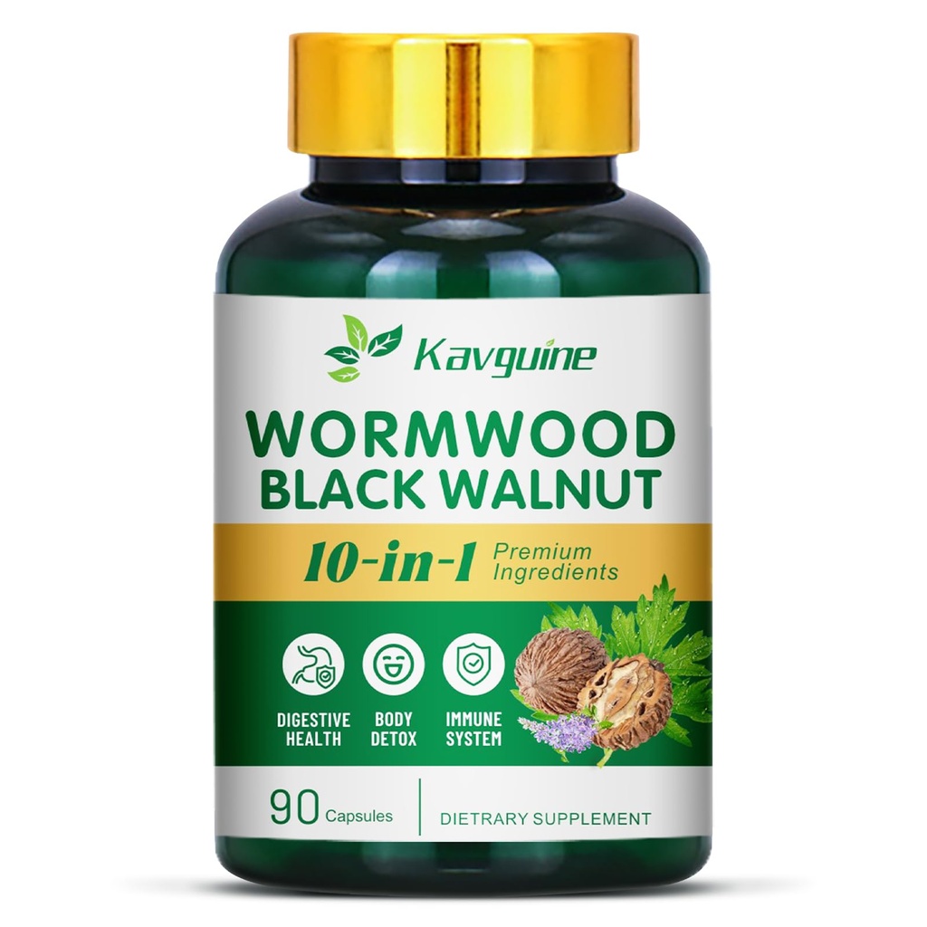 10 in 1 Wormwood Capsules - 90 Capsules Supplement, Zwarte Walnut Hulls, Kruidnagels, Zwarte Peper, Kurkuma wortel, Pepermunt blad, Ondersteunt Cut Health & Decompensative Balance