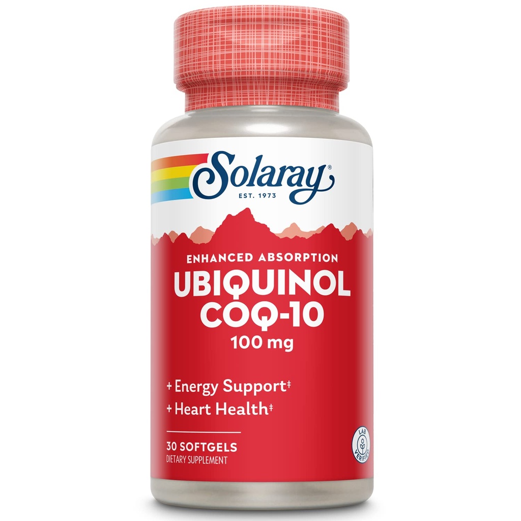 Solaray Ubichinol CoQ-10 100mg Enhanced Absorptie Softgels - Ubichinol CoQ10 Supplement for Men & Women, Coenzyme Q10-30 Softgels