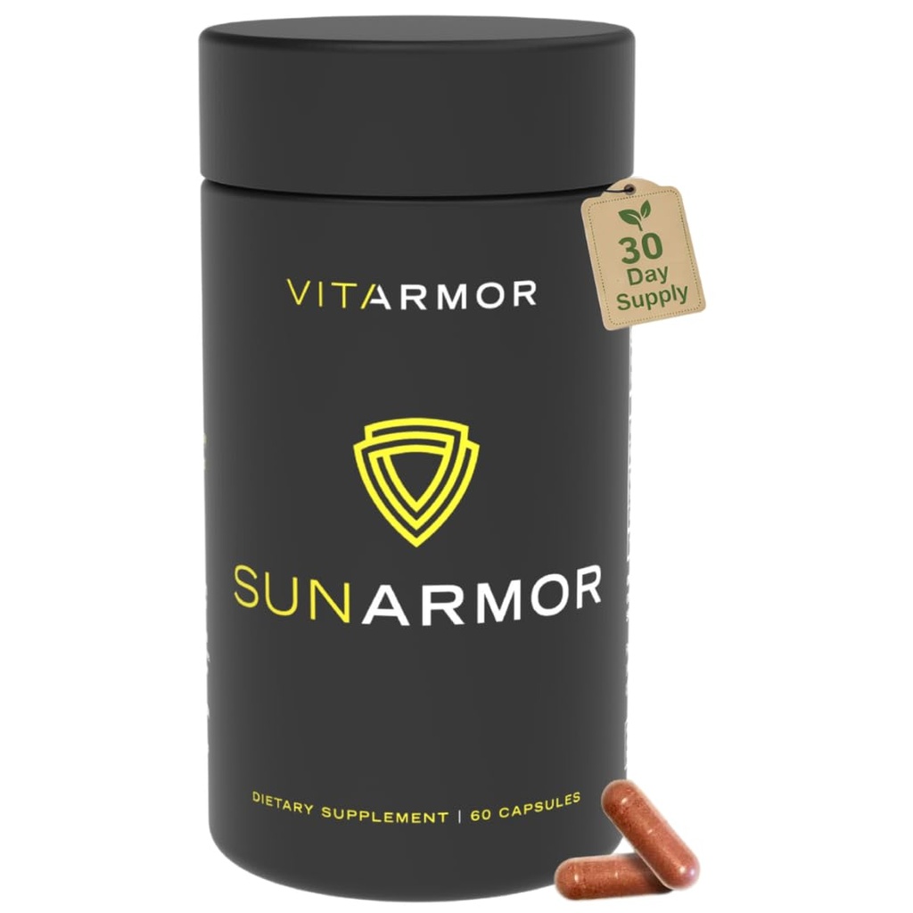 SunArmor, Dieetsupplement met Polypodium Vecht De tekenen van fotoaging, Gebruik met zonnebrandcrème, Dermatoloog Ontwikkeld, 60 Capsules
