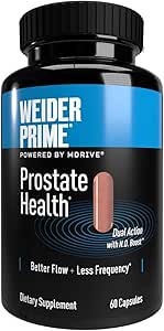 Weider Prime Prostate Health voor mannen, Dual Action met N.O. Boost, bevordert stroom en normale frequentie, 60 Veggie Capsules