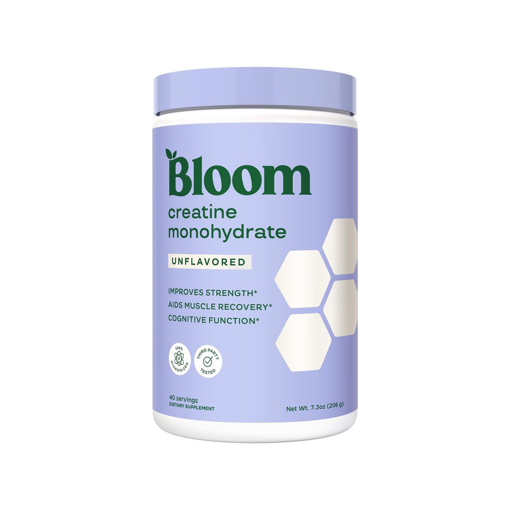 Bloom Voeding Creatine Monohydraat Poeder, 5g Micronized Creatine per Serving, Ondersteunt spierherstel, sterkte, duurzaamheid, pre of post workout, Glutenvrij, Niet GGO, Unflavored, 40 SVG, 7.3 oz