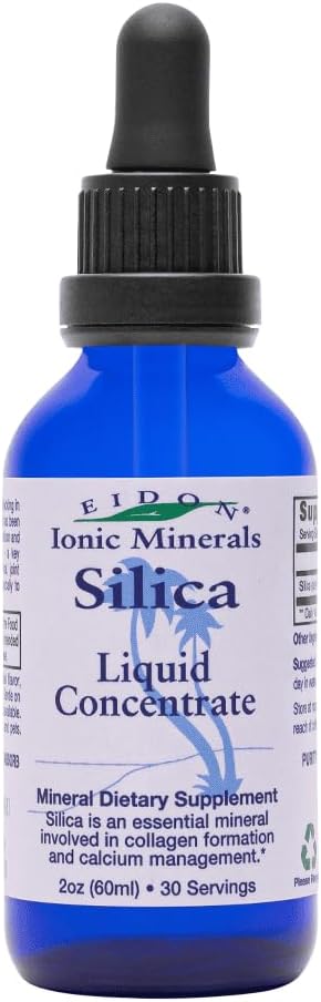 Eidon Liquid Silica Mineraal Concentraat - Silica Supplement Drops voor haar, huid en nagels, ondersteunt collageen productie, helpt bij het beheren van calcium, Geen toegevoegde suiker - 2 oz