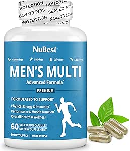 Multivitamine pour les hommes avec 38 nutriments clés, Complexe B, D3, A, C, Zinc, Magnésium, Calcium, Ginseng asiatique, Ashwagandha, Turmeric pour les os, Muscle, Immunité