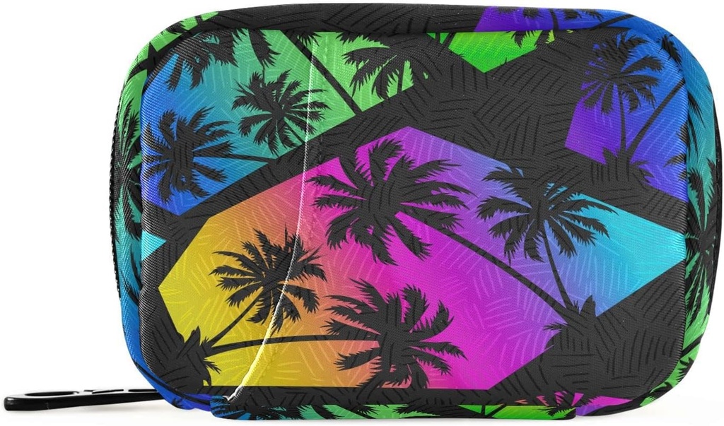 Pill Box Kleurrijke geometrie Palmbomen 7 dagen pil geval Travel Pill Organizer Bag met rits draagbare Wekelijkse Vitamine Medicine supplement houder Pouch Bag