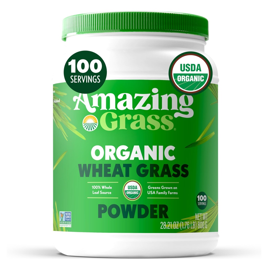 Verbazingwekkend gras Tarwegras poeder: 100% Whole-Leaf Tarwegras poeder voor energie, Detox & Immunity Ondersteuning, Chlorofyl Het verstrekken van groen, 100 porties
