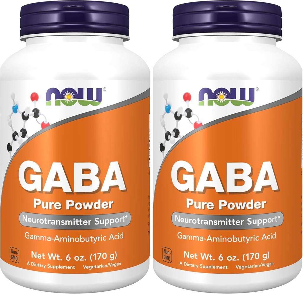 NOW Supplementen, GABA (Gamma-Aminoboterzuur) Poeder, Neurotransmitter Ondersteuning*, 6-Ounce (Pack of 2)