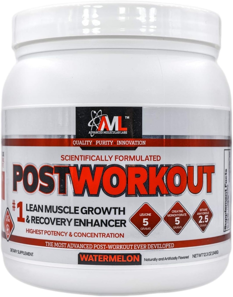 Geavanceerde Moleculaire Labs - Postworkout Poeder, Lean Spiergroei, Recovery Enhancer, Muscle Building Post Workout Herstel Drank voor vrouwen en mannen, Watermeloen, 12,3 oz