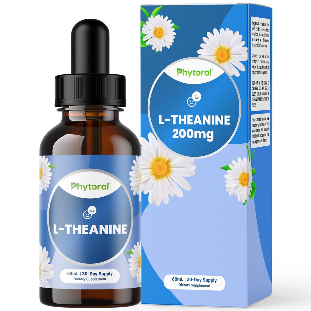 Phytoral Potent L-Theanine Liquid Drops - Hoge Absorptie L-Theanine voor kinderen en volwassenen Kalmte & ontspannen Ondersteuning - Premium Kwaliteit Drops Ideaal voor kinderen en volwassenen Liquid 30 Serves