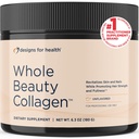 Designs for Health Whole Beauty Collagen - Collageen Peptides, Silica & Biotin Powder to Support Hair Skin and Nails - Support Hair Sterkte & Fullness (30 Servings)