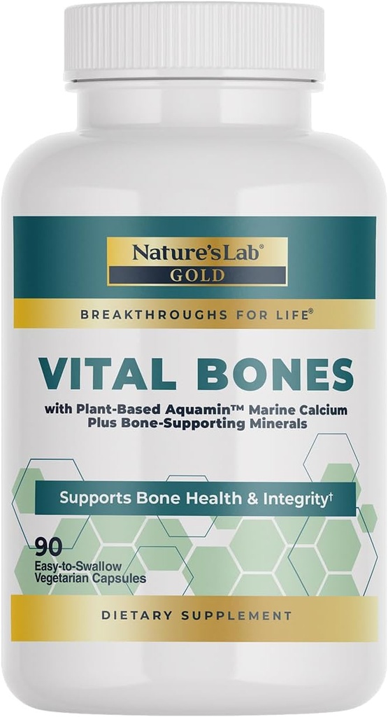 Nature's Lab Gold Vital Bones met AquaminTM Plant Based Calcium - 90 Vegetarische Capsules