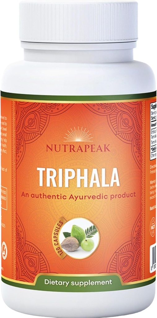 Capsules de Triphala - 2000mg - Mélange ayurvédique de Triphala Guggulu fait avec Amla Haritaki Poudre de Bibhitaki - 120 Capsules - Vegan Non-GMO Sans gluten sans soja