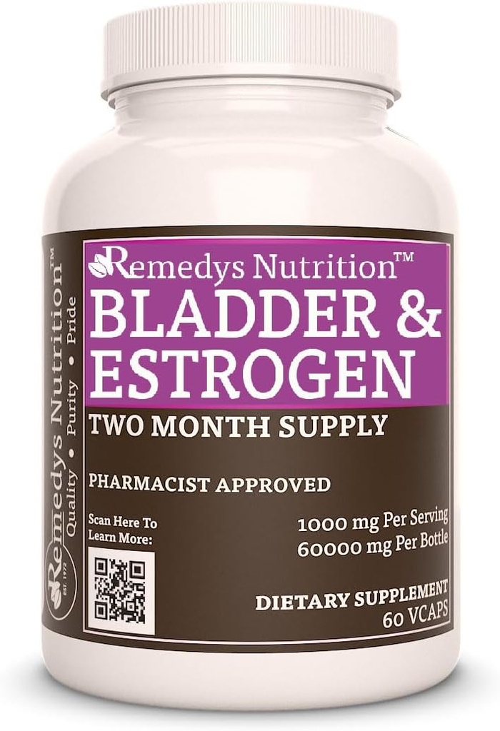 Remedy's nutrition Bladder and Estrogen Capsules | 1,000 mg, 60 Vegan Capsules | Two Month Supply | Blend Includes Chamomile, Red Clover & Burdock