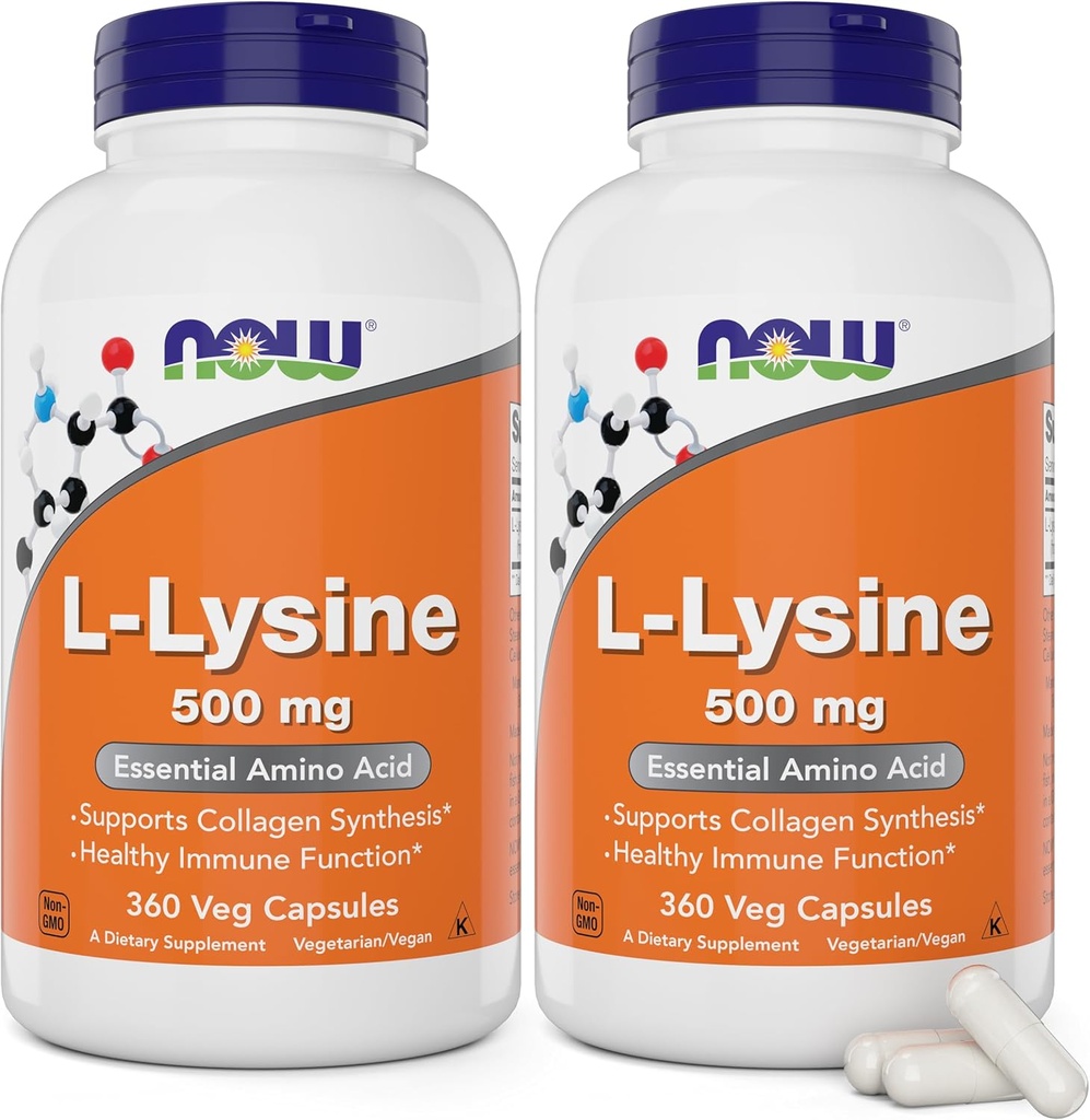 Nu L-Lysine 500 mg, 360 Vegetarische Capsules (verpakking van 2)