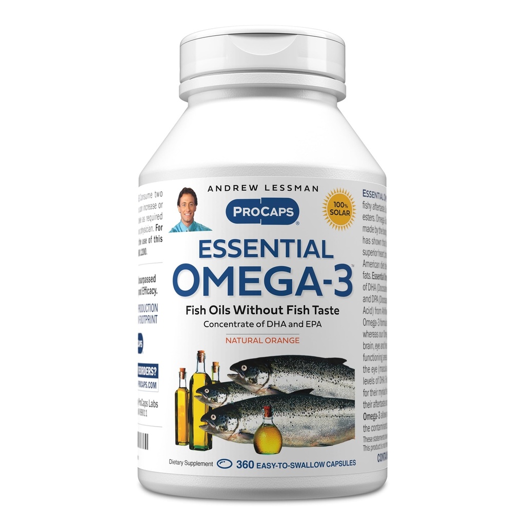 ANDREW MOINSMAN Essential Omega-3 Orange - 360 Softgels - Ultra-Pure, Haute puissance Omega-3 Huiles. Haut DHA, pas de soulèvement de l'estomac, pas de contaminants, pas de mercure. Petits softgels faciles à avaler