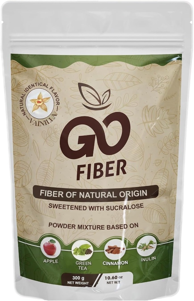 Go Fiber 100% Organic Fiber, Natural Fiber Supplement, Vanilla, 10.6 oz