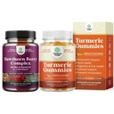 Bundel van extra sterkte Hawthorn Berry Capsules - Heart Health Supplement en Kurkuma Curcumin Immuun Ondersteuning Gummies - Immuun Booster Kurkuma Gummies voor gezamenlijke ondersteuning en geavanceerde huidverzorging