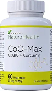 CoQ10 Supplément d'absorption maximale avec Curcumine curcumaire - 100 mg Capsules - Vegan - Santé cardiaque, Énergie, Mitochondrie, Antioxydant avec CavacurminTM, HydroQsorb® Coenzyme