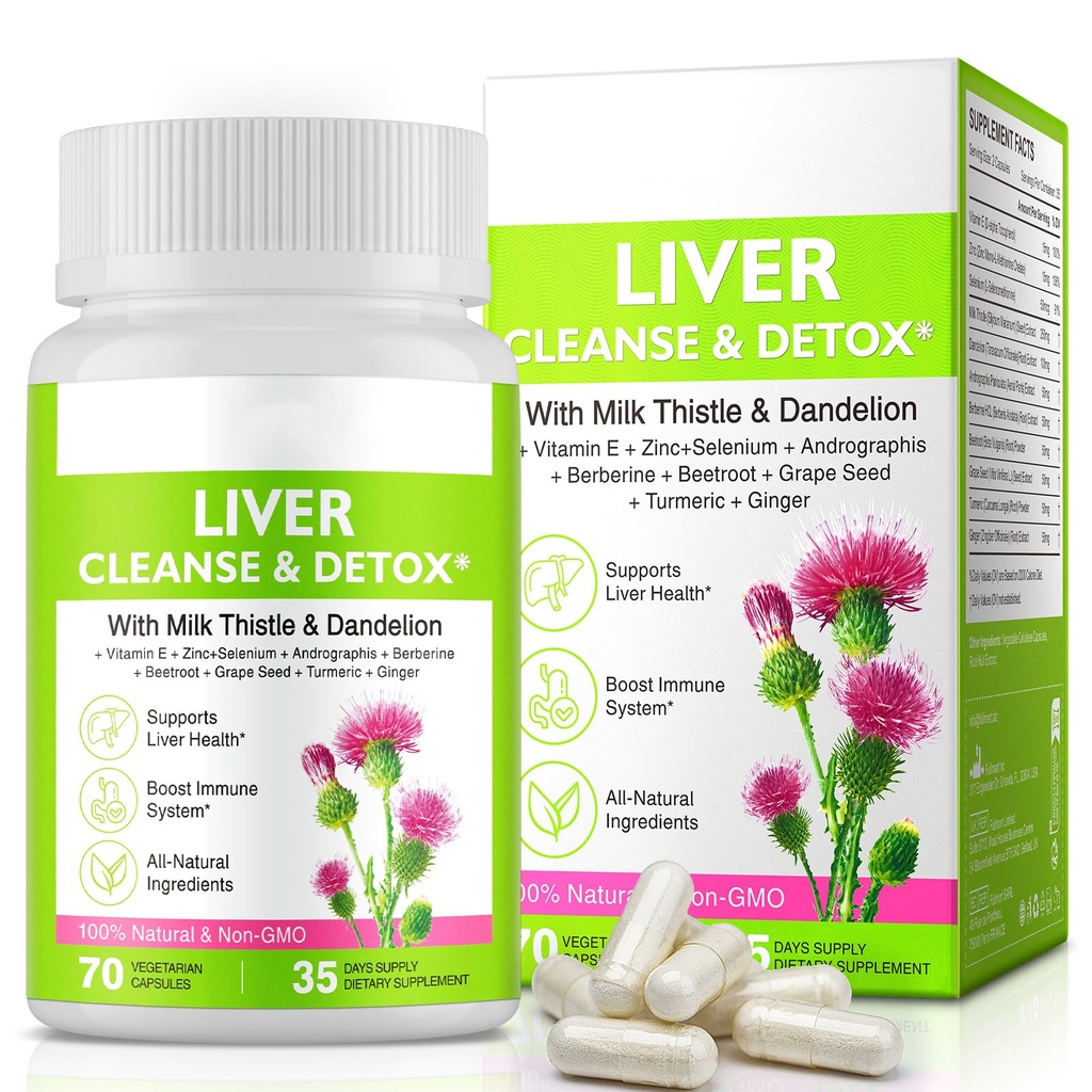 Foie Renew Cleanse Detox,Liver Cleanse Detox & Repair & Support (70 capsules) Supplément Herbal pour la santé du foie