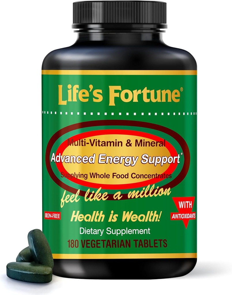 Leven's Fortune Multivitamine & Mineral Supplement, Dagelijkse Natuurlijke Energie Bron voor mannen & vrouwen, met Superfood Greens, Aminozuren, Enzymen, Hoge Potency Vitamine A,C,D,E,B12, 180 Tab