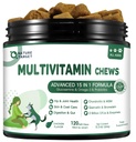 NATURE TARGET Multivitamine pour chiens - avec MSM & Glucosamine, Omégas 3 & 6, Probiotiques pour la santé digestive, soutien articulaire, peau et manteau, système immunitaire et santé globale 120 Chews doux