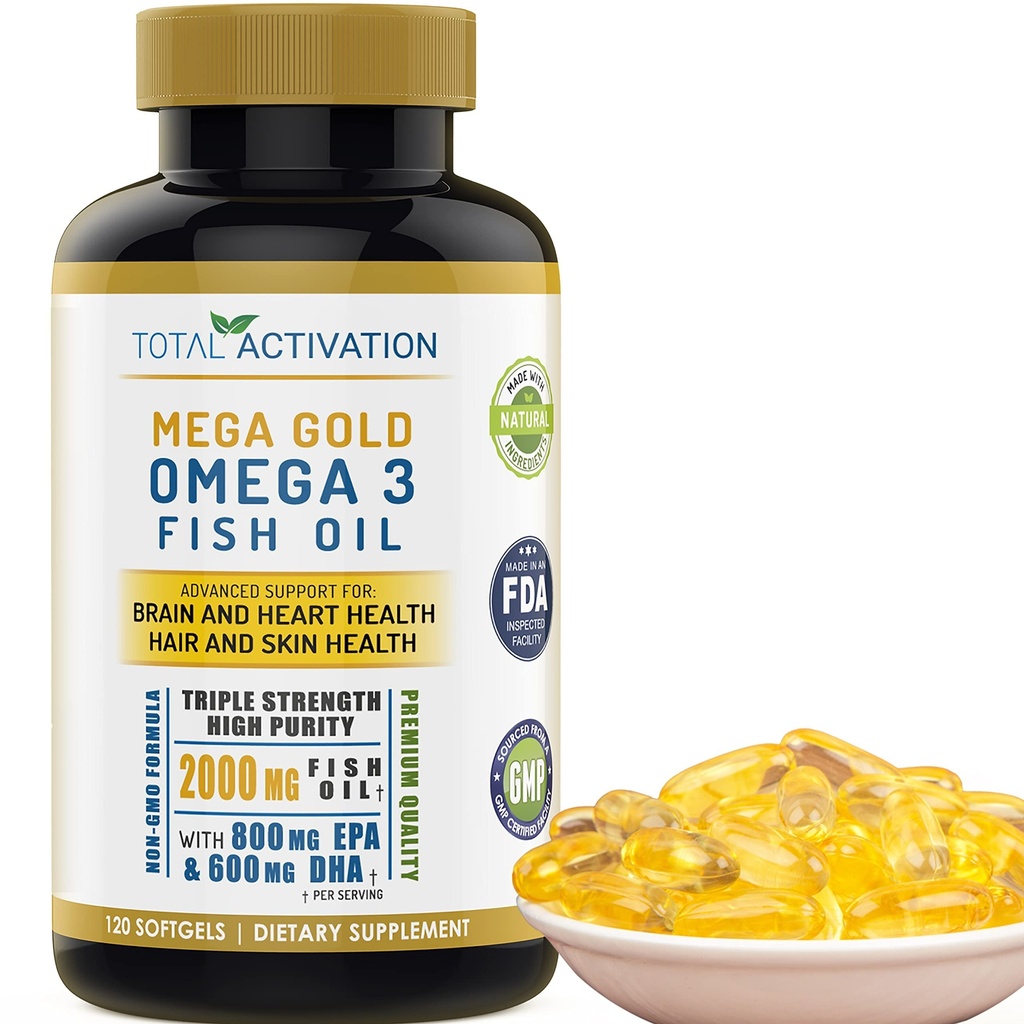 Omega 3 Fish Oil supplement 2000mg met EPA DHA & Vitamine E 