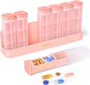 Wekelijkse pil Organisator 3X per dag, afneembare pil doos 7 dag, Grote 3 keer dagelijkse pil geval, Travel pil container houder, Week Medicatie Dispenser Pillbox voor vitamine supplement geneeskunde, Roze
