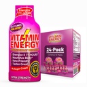 Vitamine Energie B12 11.000% Extra sterkte Energie Shot Pink Berry 24 Pack, 260mg Natural Cafeïne, B12 & B6, Nootropic Focus, Vitality, Zero Sugar, Gluten-Free, Vegan, Kosher, 1,93 fl oz