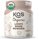 KOS Organic Lion's Mane Powder - Natural Nootropic Superfood - Vegan Functional Mushroom, Plant Based, USDA Certified, Non-GMO, Soy & Gluten-Free - 104 Servers
