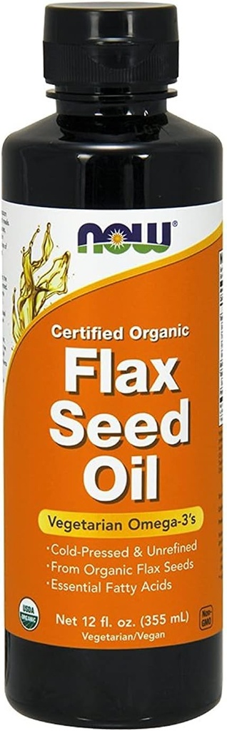 Vlaszaadolie 12 Oz (gecertificeerd biologisch Non GE) - NOW Voedingsmiddelen