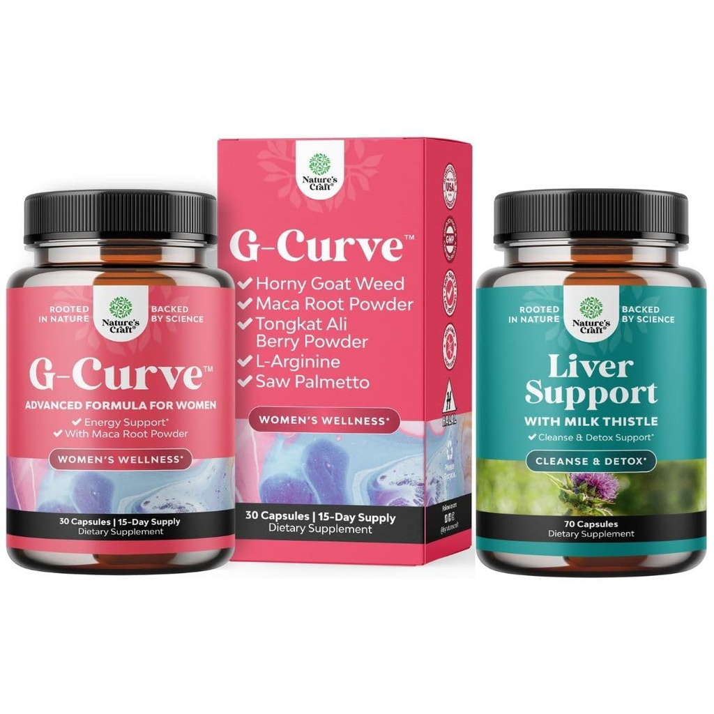Bundel van G Curve Geile Geit onkruid voor vrouwen - Enhanced Energy Mood Performance en Herbal Lever Ondersteuning Melkdistel Supplement met Dandelion Root, Choline, Beetwortel & Artichoke Extract