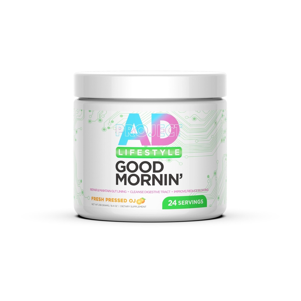 Project AD Life Good Morning Detox en Performance Drink, natuurlijk op smaak gebracht en samengesteld met L-GLutamine, Apple Cider Vinegar en Aloë Vera (24 Servers, Fresh Pressed Orange Juice)