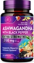 Ashwagandha 2100 mg - Ashwagandha Supplementen voor vrouwen in Veggie Capsules met Poeder & Root Extract, Black Pepper voor Hoge Absorptie, Plant Based, Non-GMO, Gebotteld in de VS - 120 Veggie Capsules