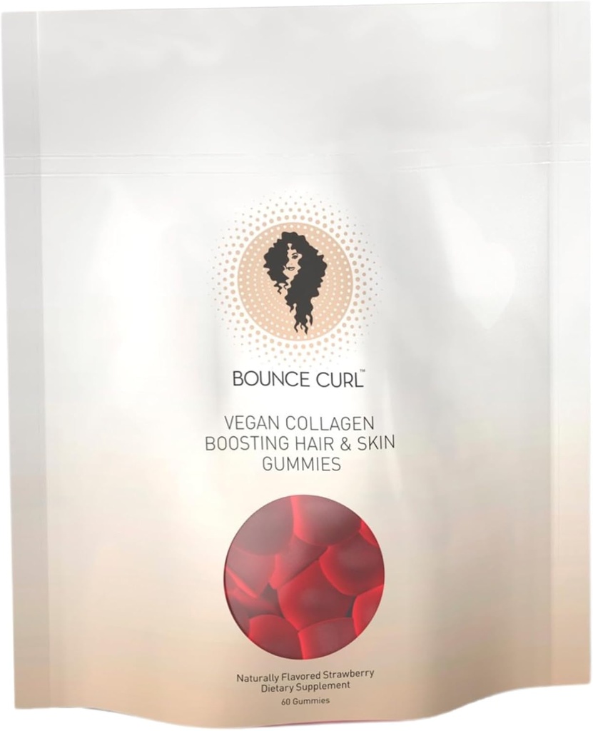 Bounce Curl Vegan Collageen Boosting Hair, Skin & Nails Gummies, 60 Strawberry Gummies