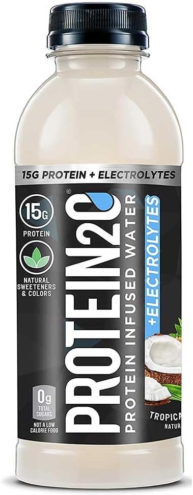 Proteïne2o 15g Wei Proteïne Isolaat Geïnfundeerd Water Plus Elektrolyten, Suikervrije Sport Drink, Klaar om te drinken, Glutenvrij, Lactosevrij, Tropische Kokosnoot, 16,9 oz Fles (12 Aantal)
