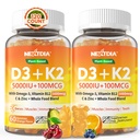 Vitamine D3 K2 Gummies 5000IE / 10.000 IE met Omega-3 250mg + K2(MK-7) 100mcg - 5X Absorptie dan Standaard D3K2, met Vitamine C, Zink en 5 Biologische Groenten,Ondersteunt Bot & Tanden Kracht, Immuun