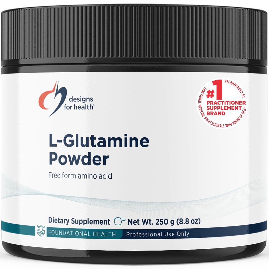 Designs for Health Vegetarian L Glutamine Powder - Pure 3000mg Amino Acid Supplement - Bevordert spierherstel, Gut + Immuun Ondersteuning - Non-GMO Glutenvrije Drank Add-in (83 Servers / 250g)